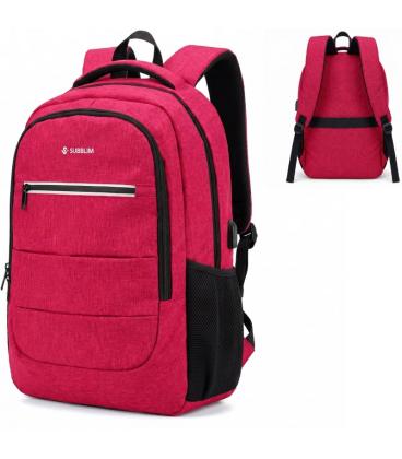 Mochila subblim city plus backpack para portátiles hasta 15.6'/ puerto usb/ roja