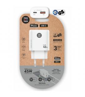 Cargador de pared gan tech one tech tec2245/ 1xusb tipo-c/ 1xusb/ 45w