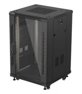 ARMARIO RACK LANBERG DE SUELO 19" 18U 600X600 PUERTA DE CRISTAL FLAT PACK NEGRO