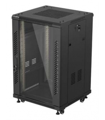 ARMARIO RACK LANBERG DE SUELO 19" 18U 600X600 PUERTA DE CRISTAL FLAT PACK NEGRO