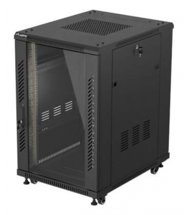 ARMARIO RACK LANBERG DE SUELO 19" 18U 600X800 PUERTA DE CRISTAL FLAT PACK NEGRO