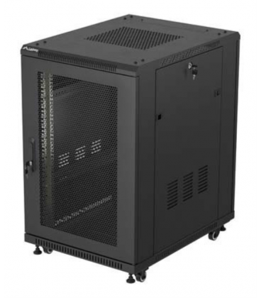 ARMARIO RACK LANBERG DE SUELO 19" 18U 600X800 PUERTA PERFORADA FLAT PACK NEGRO