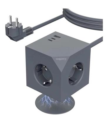 Coolbox cubik 3 enchufes cubo magnético carga usb