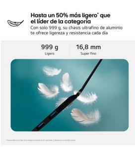 LG Gram Intel® Core™ i5 i5-1334U Portátil 35,6 cm (14") WUXGA 8 GB LPDDR4x-SDRAM 256 GB SSD Wi-Fi 6E (802.11ax) FreeDOS Negro QW