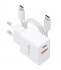 Cargador de pared gan aisens asch-20w2p083-w/ 1xusb tipo-c/ 1xusb/ 20w/ blanco/ incluye cable usb tipo-c