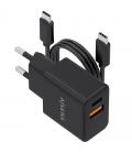 Cargador de pared gan aisens asch-20w2p084-bk/ 1xusb tipo-c/ 1xusb/ 20w/ incluye cable usb tipo-c