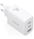 Cargador de pared gan aisens asch-67w3p086-w/ 2xusb tipo-c/ 1xusb/ 67w/ blanco