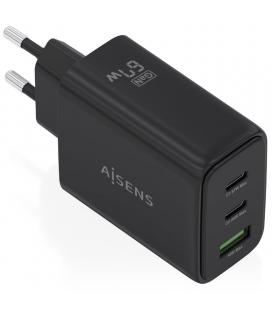 Cargador de pared gan aisens asch-67w3p087-bk/ 2xusb tipo-c/ 1xusb/ 67w