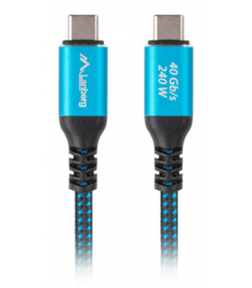 CABLE USB C 4.0 LANBERG M/M 40GB/S PD240W 8K60HZ 0.5M NEGRO/AZUL