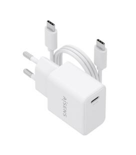 Cargador de pared gan aisens asch-20w1p081-w/ 1xusb tipo-c/ 20w/ blanco/ incluye cable usb tipo-c