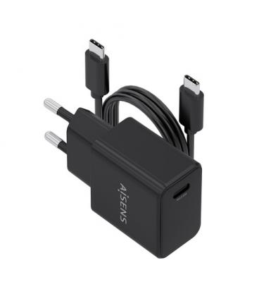 Cargador de pared gan aisens asch-20w1p082-bk/ 1xusb tipo-c/ 20w/ incluye cable usb tipo-c