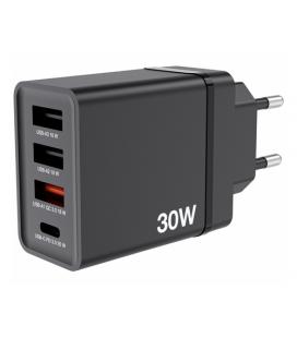 Cargador de pared gan verbatim chr-30eu/ 1xusb tipo-c/ 3xusb/ 30w